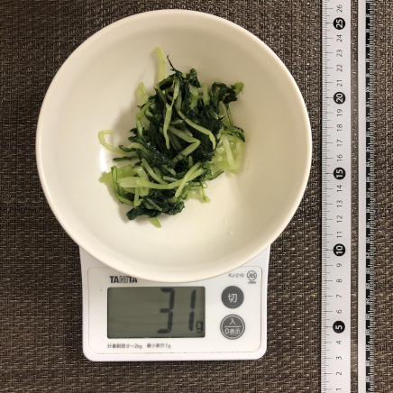 小皿約1/2杯分の水菜の塩漬け