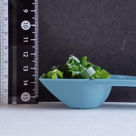 横から見た大さじ山盛り1杯5gのこねぎ