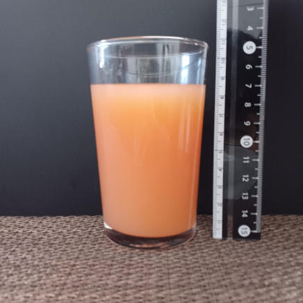 横から見た240mlのグレープフルーツジュース