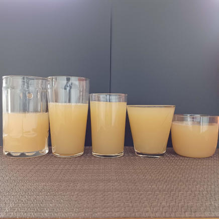 各グラスに注いだ200gのパイナップルジュース 200g