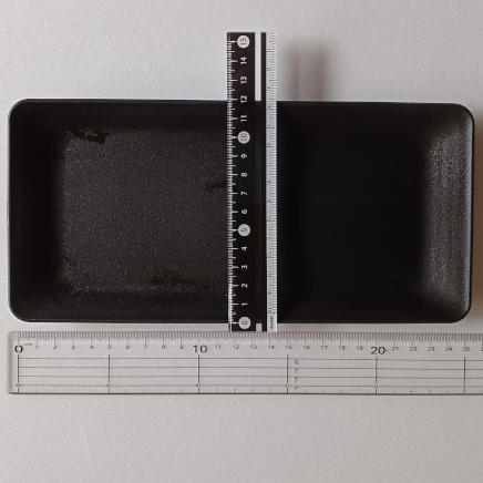 100gの煮干しをのせた皿(幅25㎝×縦12㎝)