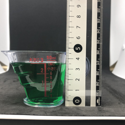 横から撮影した45ml分のミントリキュール
