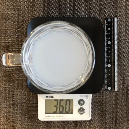 390mlのジョッキ1杯のスポーツドリンク 360g