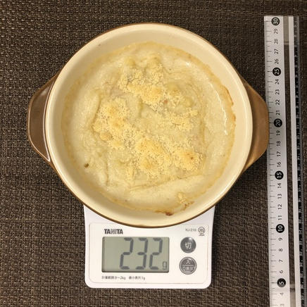 グラタン皿1杯分のエビグラタン