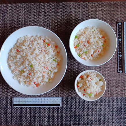 大皿250ｇ・中皿100ｇ・小鉢100ｇのピラフ