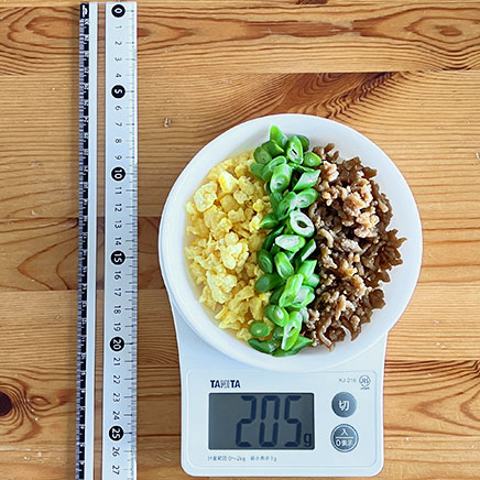 中深皿一杯分の三色丼