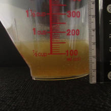 横から見た3gの顆粒コンソメを溶かした水153g