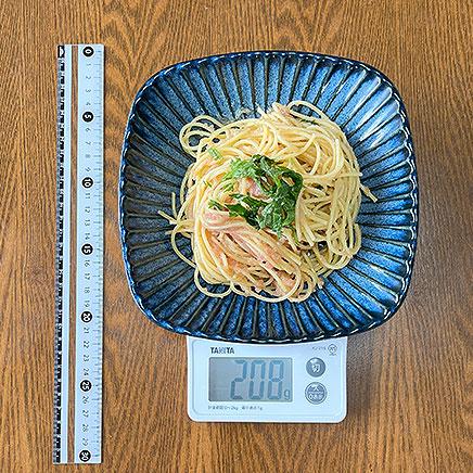 中皿1皿分の明太子の和風パスタ