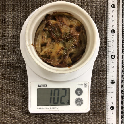 深型小皿1皿分のじゃがいもとベーコンのチーズ焼き