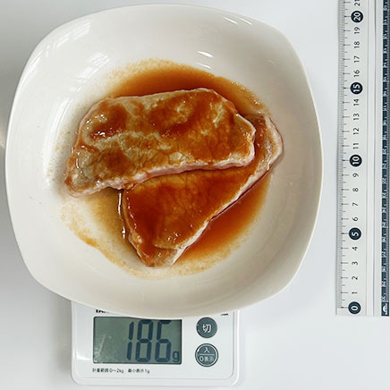 豚ロース切り身2枚分・1人前のポークチャップ