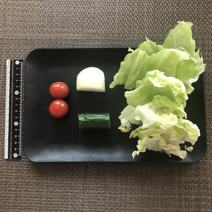 野菜サラダに使用したレタス・ミニトマト・胡瓜・玉ねぎ