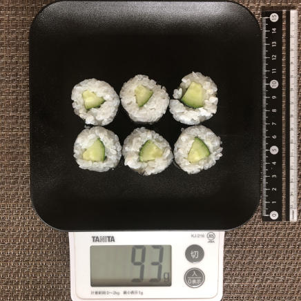 1/8本 6貫のかっぱ巻き 93g