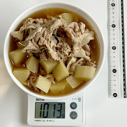 2人前の大根と豚肉の煮物