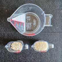 茶碗1膳程の麦ご飯に使用した米・押麦・水