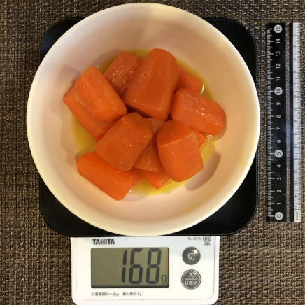 中皿1杯168gのにんじんのグラッセ