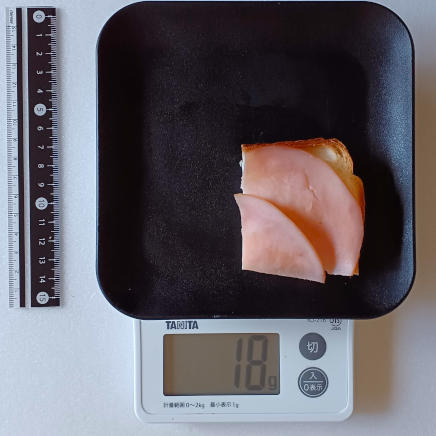 ハムトースト約1/4枚18g