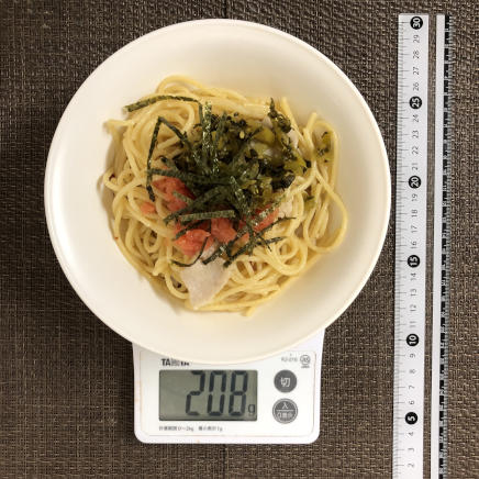 1/2人前の高菜パスタ