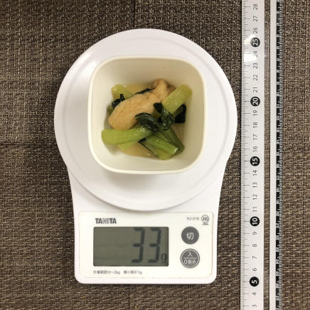 おつまみ皿1皿分の小松菜の煮浸し