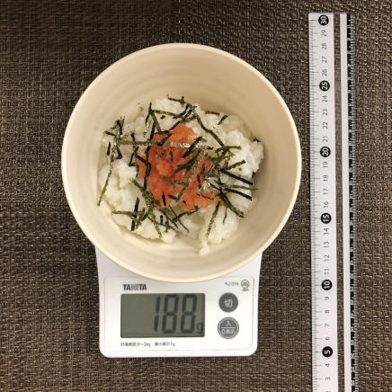 大きめの茶碗1杯分の明太子粥