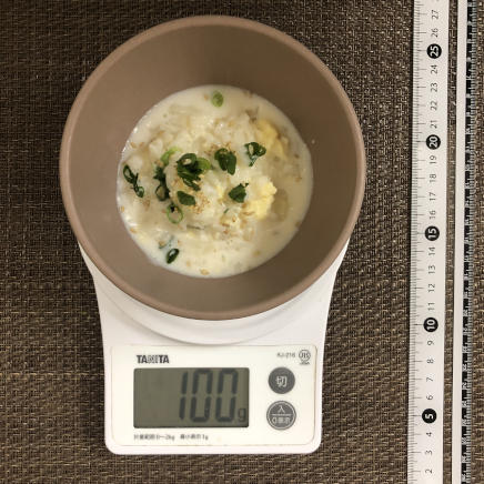 100g分の牛乳雑炊