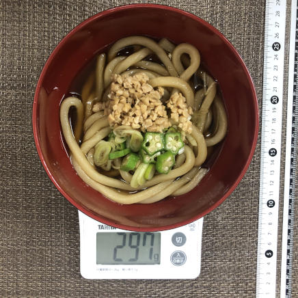 1/2人前の納豆オクラうどん