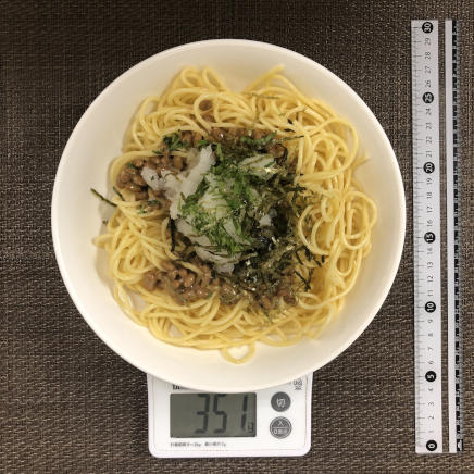 大皿1皿分の納豆大根おろしパスタ