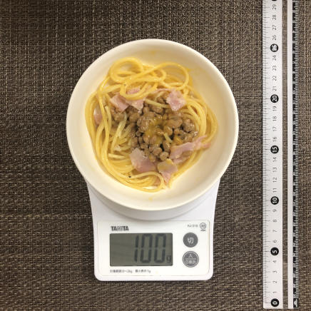 100g分の納豆カルボナーラ