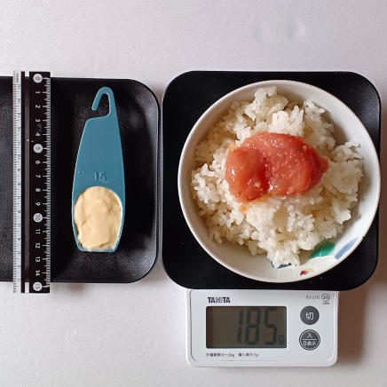 茶碗1膳分の明太子ご飯と相性の良いマヨネーズ12g