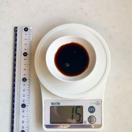 1人前のすだちおろしうどんに使った醤油