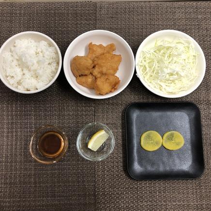 1人前の唐揚げ弁当に使った材料