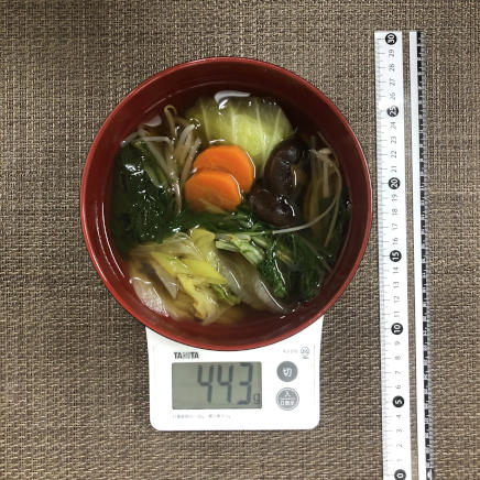 丼1杯・1人前の野菜鍋