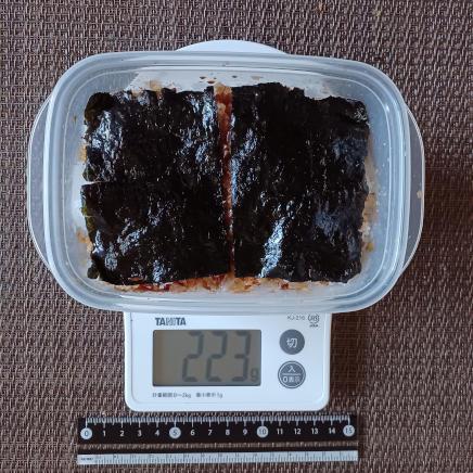 弁当箱1つ分ののり弁 223g