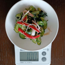 きゅうりとカニカマの酢の物 3