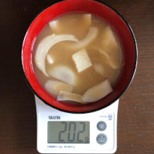 玉ねぎと豆腐の味噌汁 6