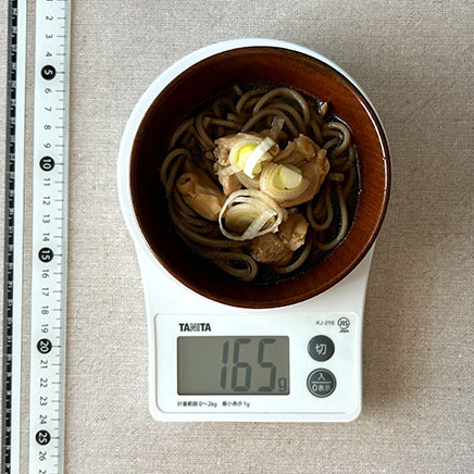 汁椀1杯分のかしわそば(かしわ入り蕎麦) 165g
