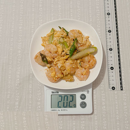 1人前のエビとアスパラの卵炒め 202g