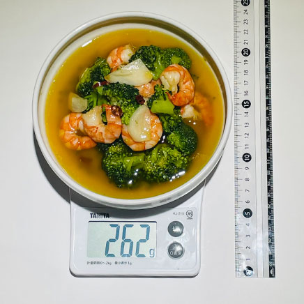 大皿1皿分のブロッコリーとエビのアヒージョ 262g