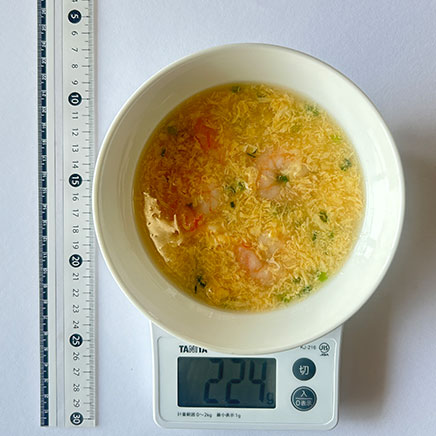 1人前のエビと卵のスープ 224g