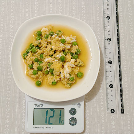 1人前のグリンピースの卵とじ 121g