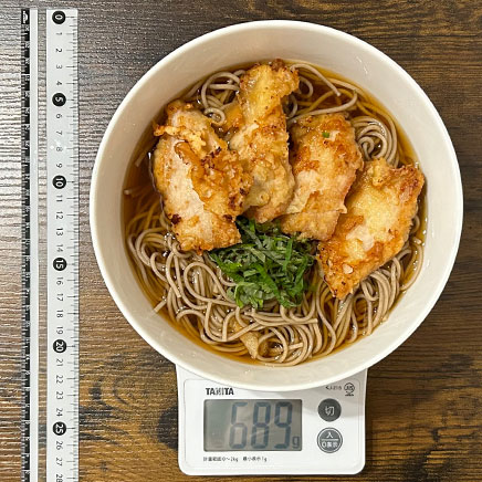 どんぶり(大)1杯分のとり天そば 689g