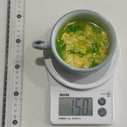 150gの山東菜と卵のスープ
