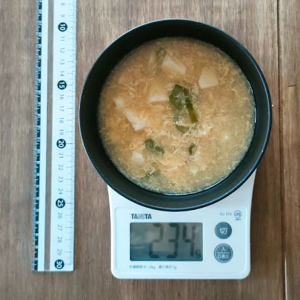 お椀1杯の豆腐と卵と生姜の和風スープ 234g
