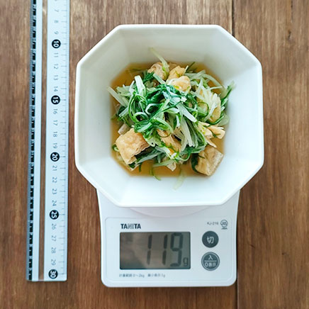 中皿1皿分の水菜と油揚げの煮浸し 119g