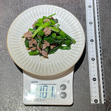 1人前の砂肝とニラの炒め物 101g