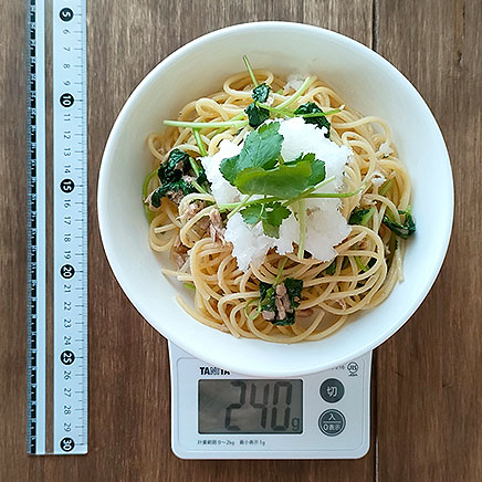 中皿1皿分の三つ葉の和風パスタ 240g