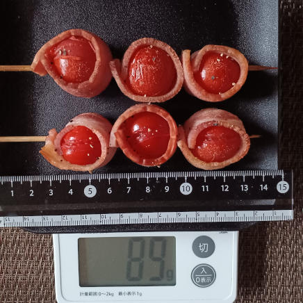 2串(1人前)のミニトマトのベーコン巻き 89g