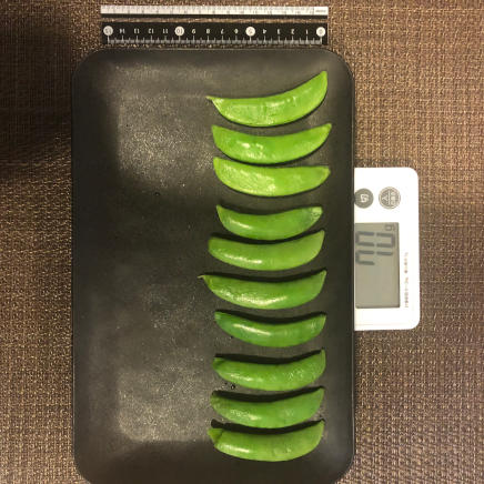 小鉢1杯分(1人前・大中小・混合10本)のスナップえんどうの塩ゆで 70g