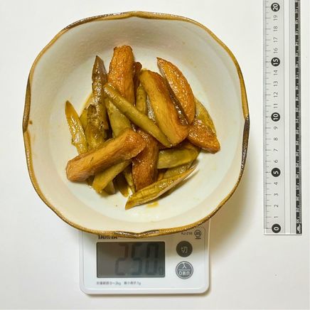 1人前のごぼうとさつま揚げ 250gの煮物