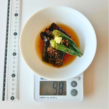 1人前のナスとオクラの煮浸し 98g