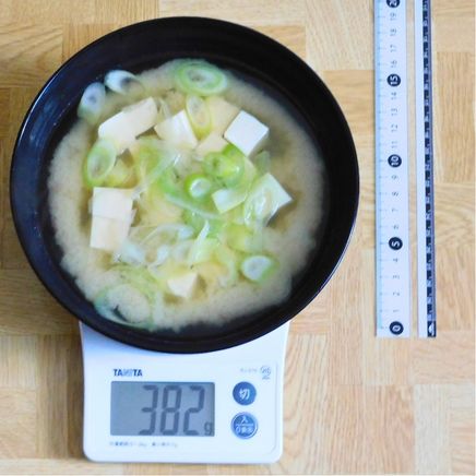 汁椀・大 1杯分の豆腐とネギの味噌汁 382g